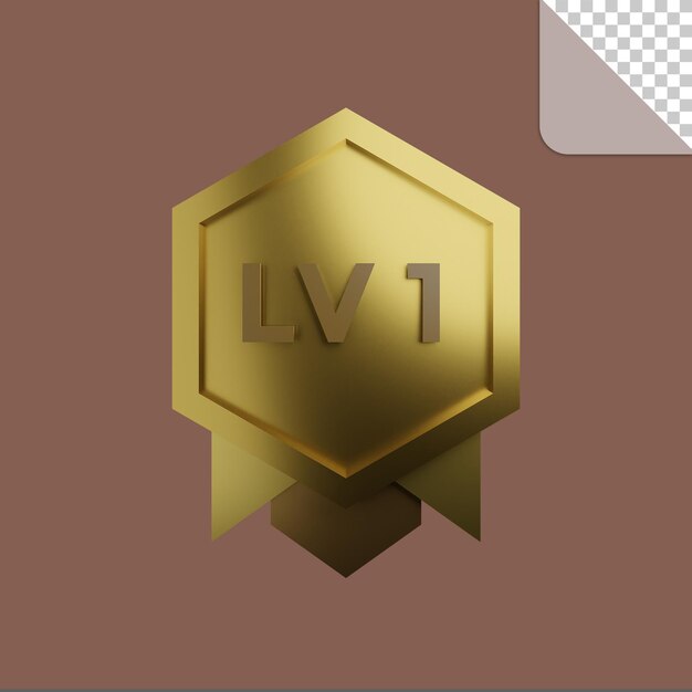 PSD rendu 3d de badge de niveau 1