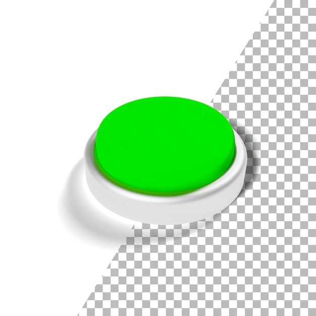 PSD un rendu 3d du bouton vert avec un fond transparent