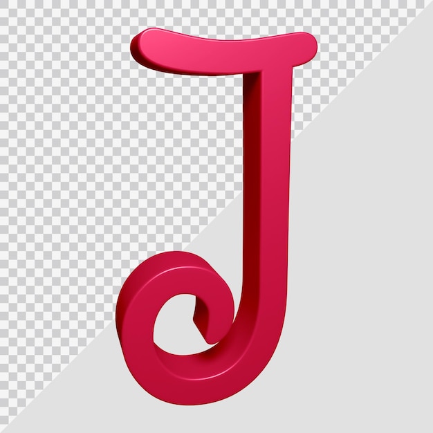 Rendu 3D de la lettre de l'alphabet j