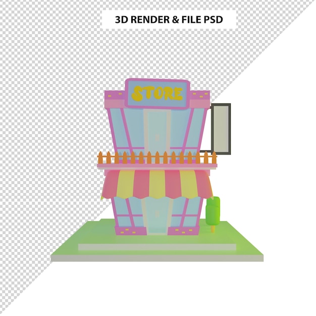 PSD rendu 3d shopping en magasin physique avec concept en