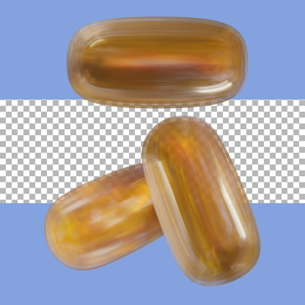 PSD rendu 3d transparent de capsules de poisson d'huile