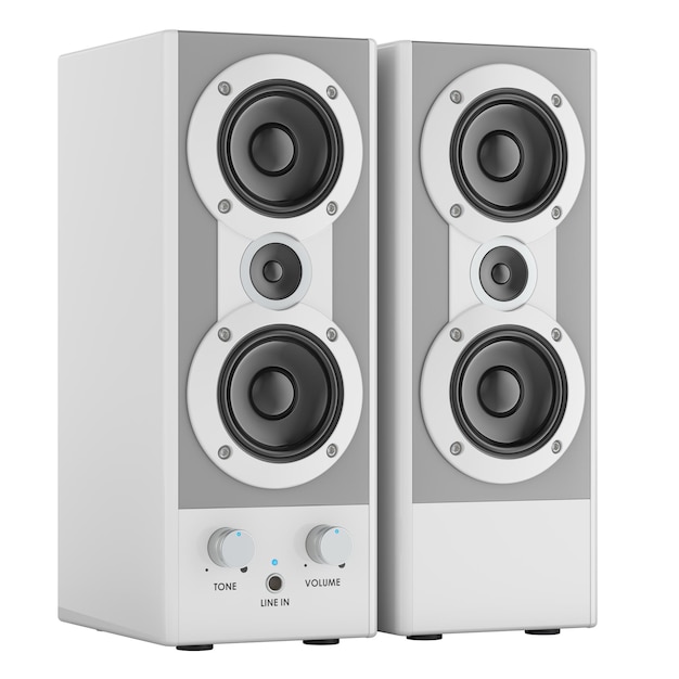 PSD le rendu 3d de white bookshelf speakers isolé sur un fond transparent