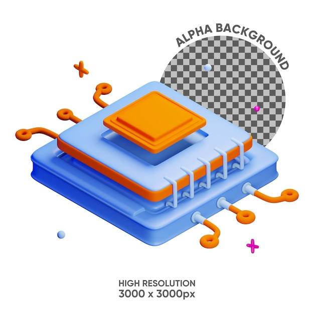 PSD le rendu de l'icône de la micropuce 3d