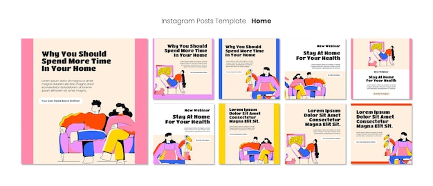 Rester à la maison collection de publications instagram