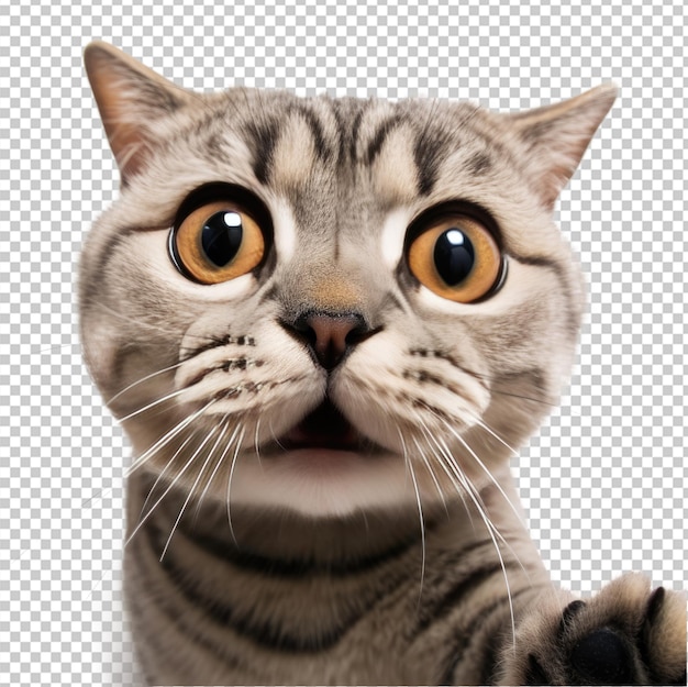 Retrato de gato Scottish Fold isolado em um fundo transparente png