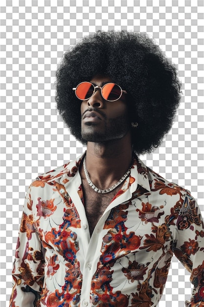 PSD retro afro uomo da solo contro uno sfondo trasparente