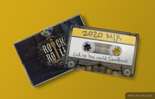 Retro Audio Kassette mit Box Mockup