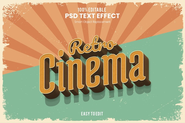 Retro Cinema Old Vintage Retro Pop Up Effet de texte 3D