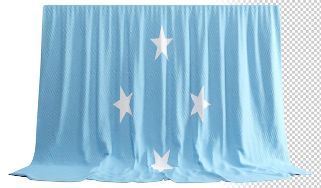 PSD rideau de drapeau micronésien en rendu 3d embrassant l'unité micronésienne