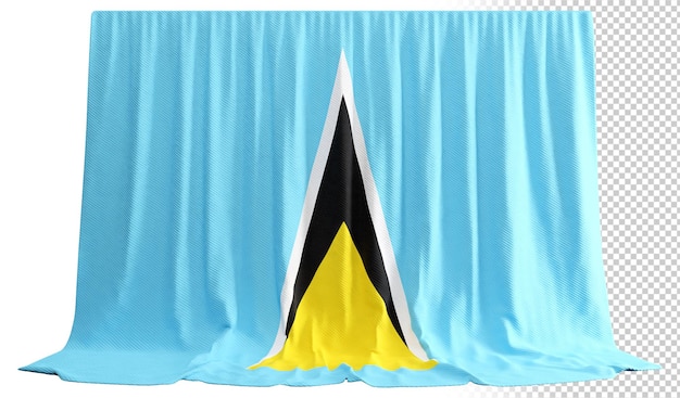 PSD rideau de drapeau de sainte-lucie en rendu 3d appelé drapeau de sainte-lucie