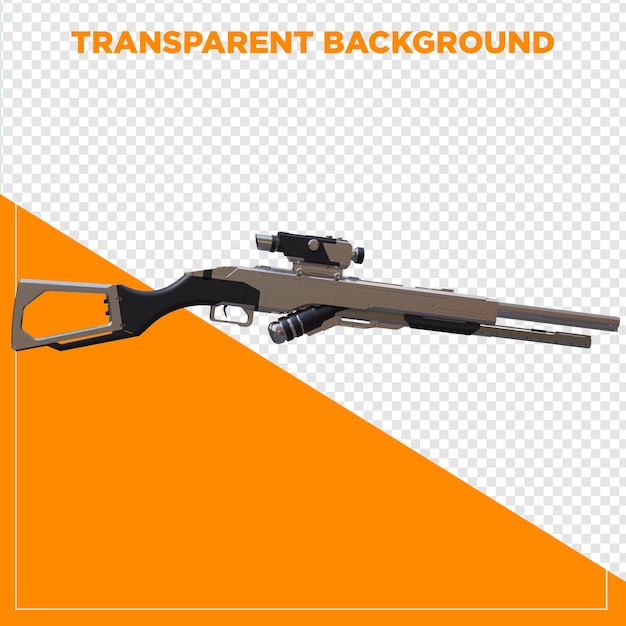 PSD rifle de jogo renderizado em 3d com fundo transparente