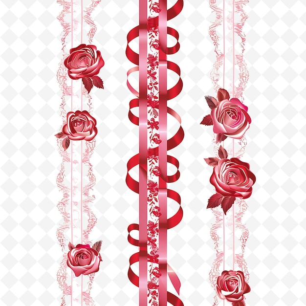 PSD romantische spitze, geschmückt mit rosen und satinbändern showc png natural inspired flat borderline