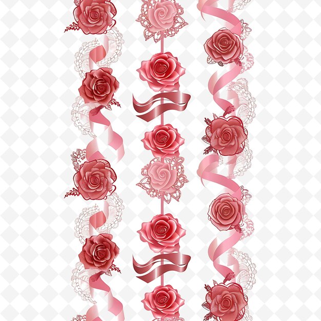 PSD romantische spitze, geschmückt mit rosen und satinbändern showc png natural inspired flat borderline