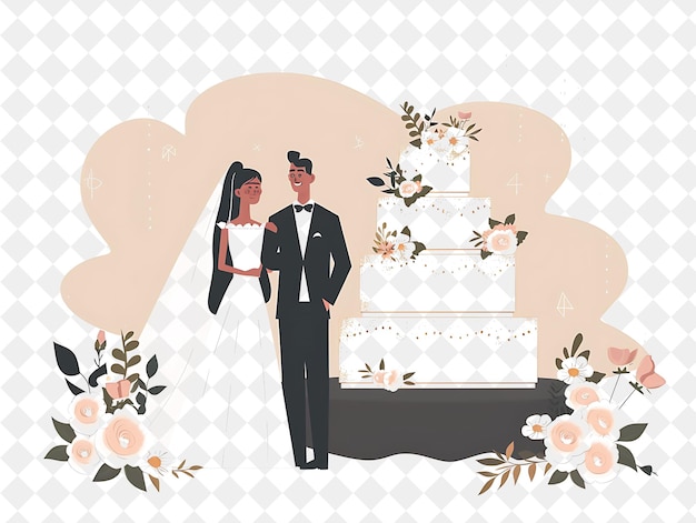 PSD romantischer hochzeitsplaner mit charakteren entwurf und koordinierung png menschen in der täglichen arbeit illustration