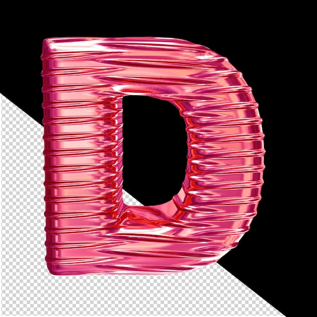 PSD rosa 3d-symbol mit geripptem horizontalen buchstaben d