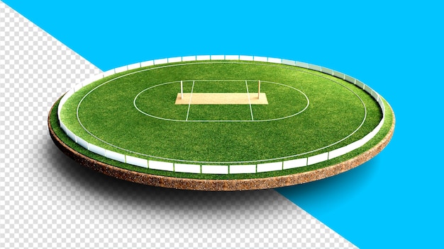 PSD rundes cricket-stadion schneiden sie die erde aus leerer spielplatz 3d-darstellung