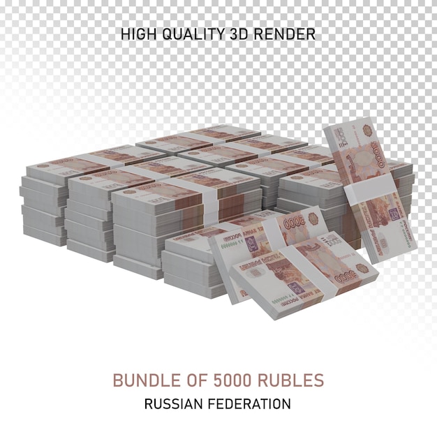 PSD russland 5000 rubel bündel bargeld, hochwertiges 3d-render-png