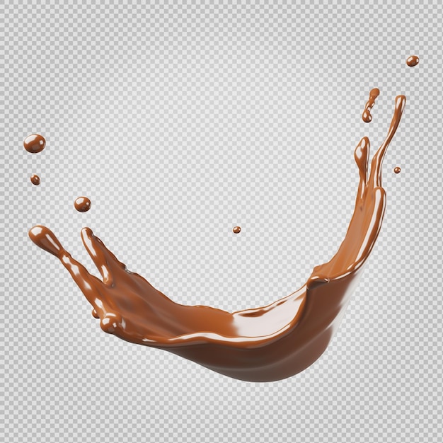 Salpicos de chocolate isoladorenderização 3d com traçado de recorte