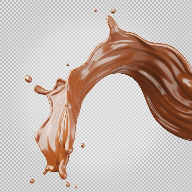 Salpicos de chocolate isoladorenderização 3d com traçado de recorte