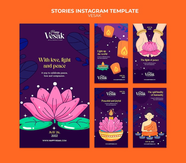 PSD sammlung von instagram-geschichten zum vesak-tag