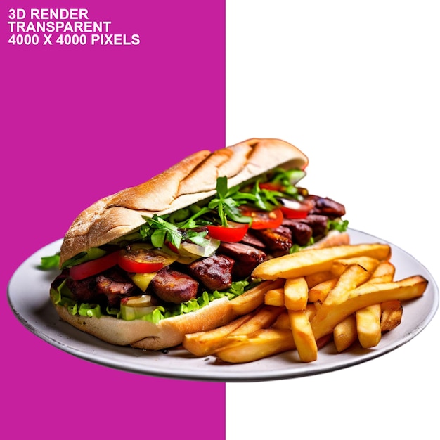 PSD un sandwich à la kebab frite est prêt à être mangé.