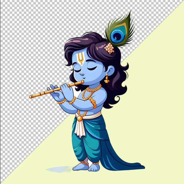 PSD schöne süße herr krishna glücklich krishna janmashtami png psd datei mockup png durchsichtiger hintergrund