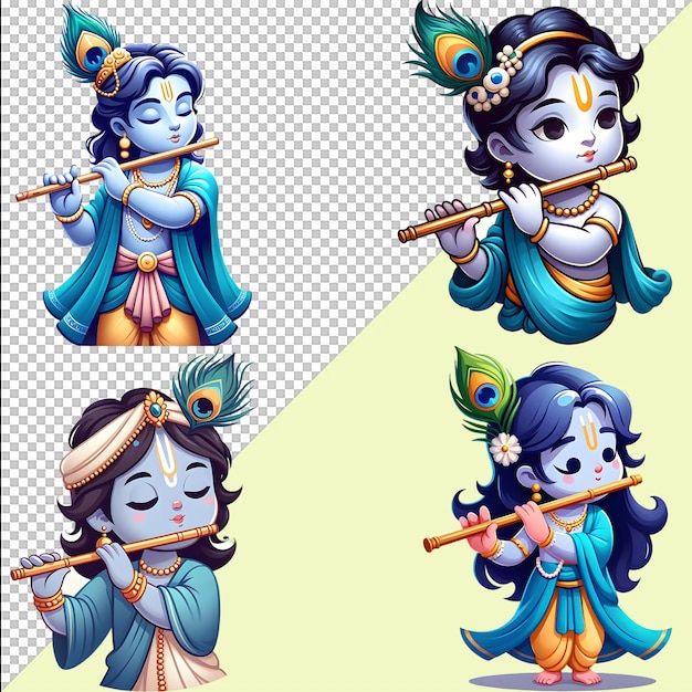 PSD schöne, süße kleine lord krishna clip art für krishna janmashtami wird die geburt von krishna gefeiert