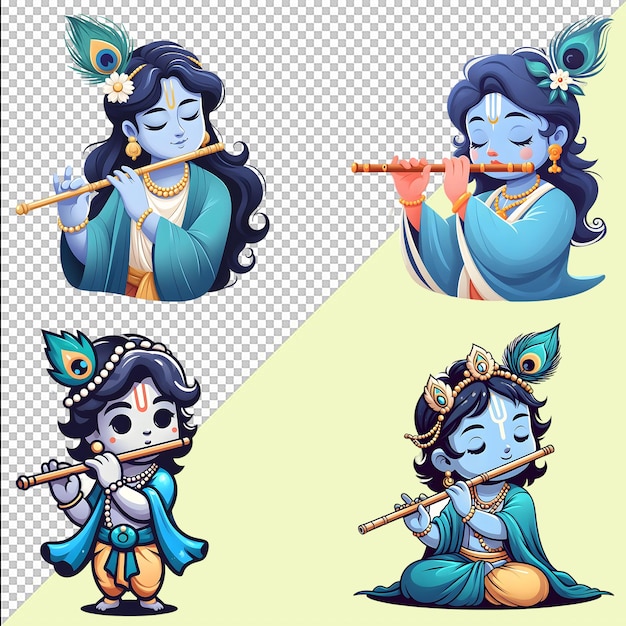 PSD schöne, süße kleine lord krishna clip art für krishna janmashtami wird die geburt von krishna gefeiert