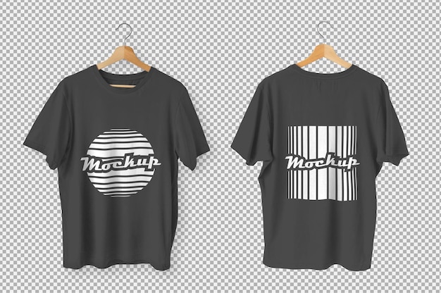 Schwarze T-Shirts Vorder- und Rückansicht Mockup