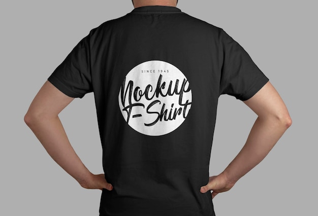 Schwarzes T-Shirt Modus Rückansicht Mockup