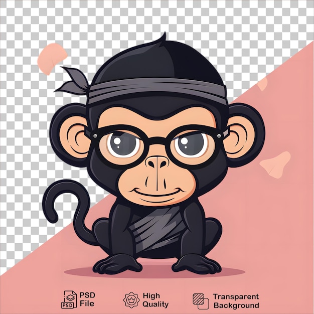 Scimmia Ninja con occhiali e casco Illustrazione di personaggi divertenti