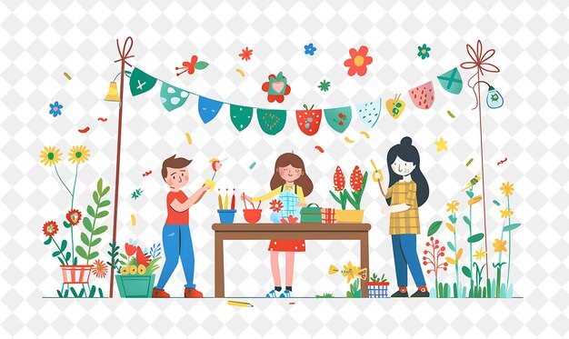 PSD sechseluten festival mit kindern, die handwerk herstellen design ist t png festival 2d flat art illustrationen