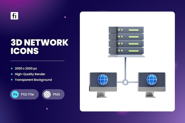 PSD segmento de rede de ilustração 3d