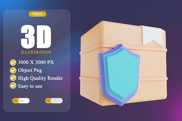 Segurança da caixa do pacote de ilustração 3D