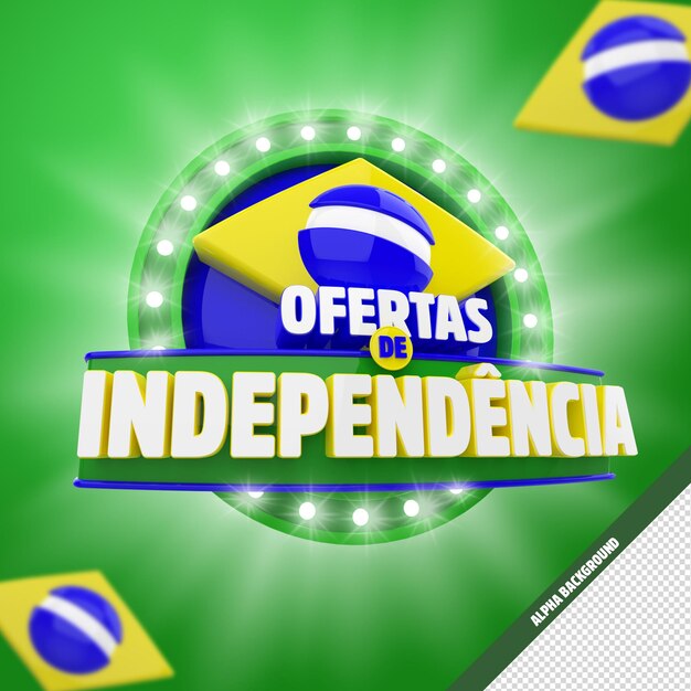 PSD selo 3d promocional ofertas de independência