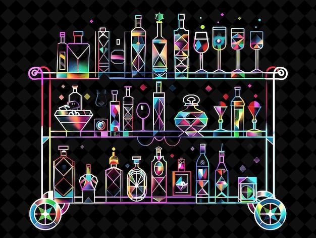 PSD une série d'étagères avec des bouteilles d'alcool et une bouteille d'alcol