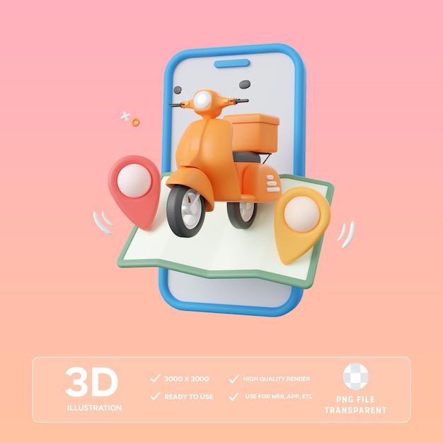 Serviço de entrega on-line de PSD Ilustração 3D