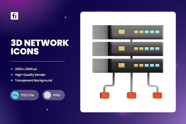 PSD servidor proxy de ilustração de ícone 3d