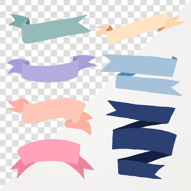 PSD set d'autocollants en png pastel avec bandeau