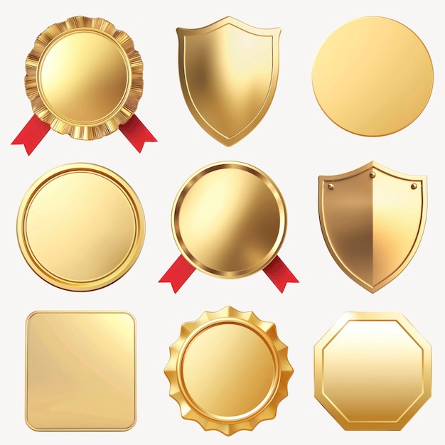 Set de collection de badges d'or pour les récompenses