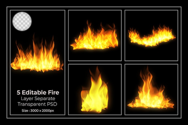 Set trasparente fiamme di fuoco