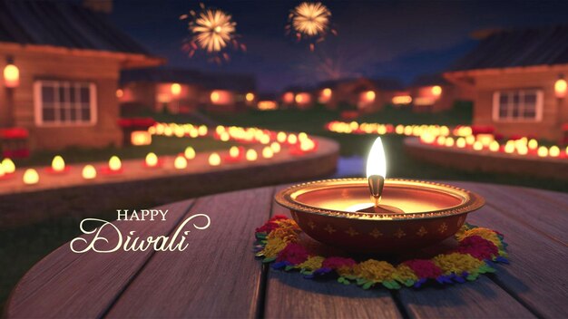 Sfondio decorativo di Diwali con candele