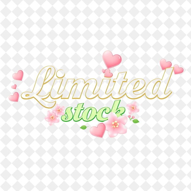 PSD shoujo text limited stock mit funkelnden herzen und blumen text ist elegant und kurvig weich rosa