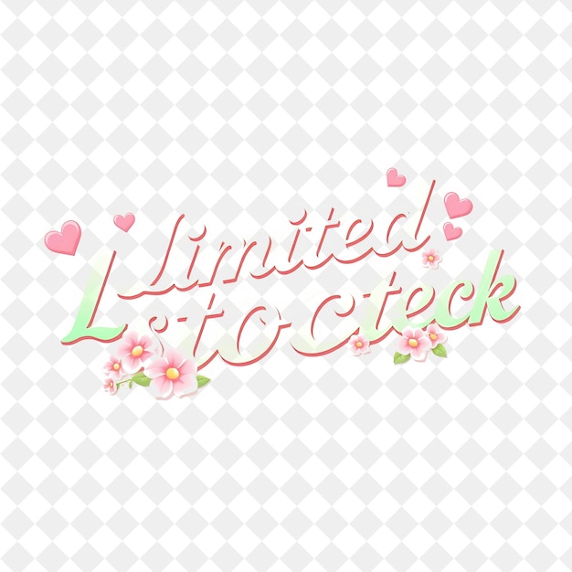 PSD shoujo text limited stock mit funkelnden herzen und blumen text ist elegant und kurvig weich rosa