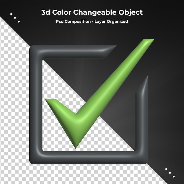 Le signe d'approbation 3d ou le symbole correct L'icône de coche peut être utilisée comme symbole de droit