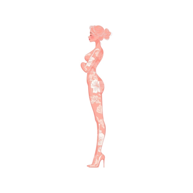 PSD silhouette d'une femme avec un motif floral