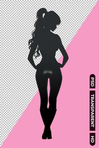 PSD silhouette d'une jeune femme sexy isolée sur un fond transparent