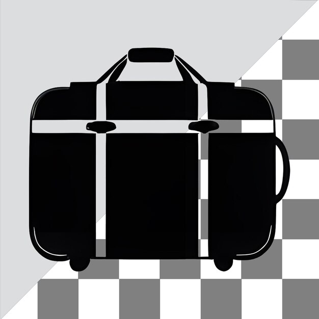 PSD silhouette de sac à dos noir avec des sangles horizontales sur fond à carreaux vector art