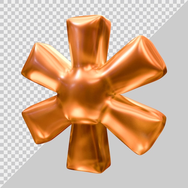 Símbolo de asterisco em renderização 3d