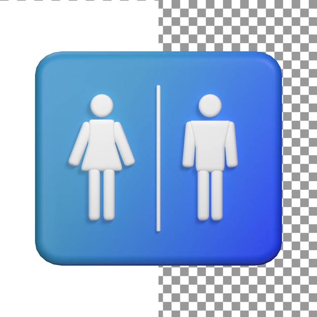 PSD sinal de banheiro em renderização 3d para apresentação na web de design gráfico ou outro